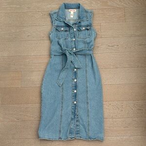 Denim Belted Midi Dress